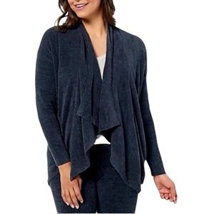 Barefoot Dreams CozyChic Ultra Lite Shawl Pointelle Cardigan 1X Indigo